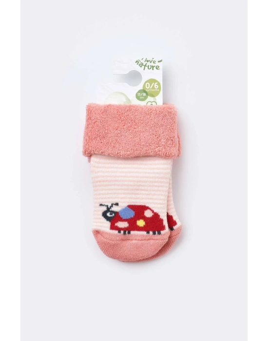 Bebek Kaydırmaz Havlu Çorap Somon