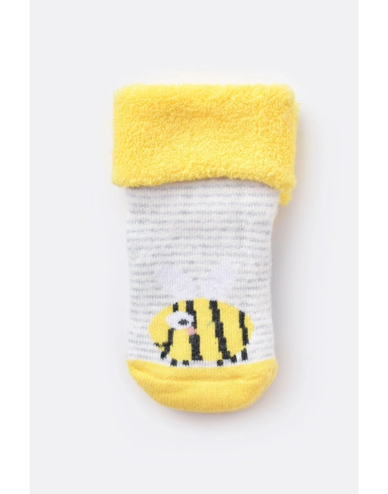 Bebek Kaydırmaz Havlu Çorap Sarı