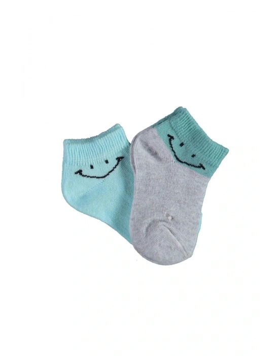 Bibaby Biorganic Smile 2Li Yaş Patik Çorap 68428 Gri Mint