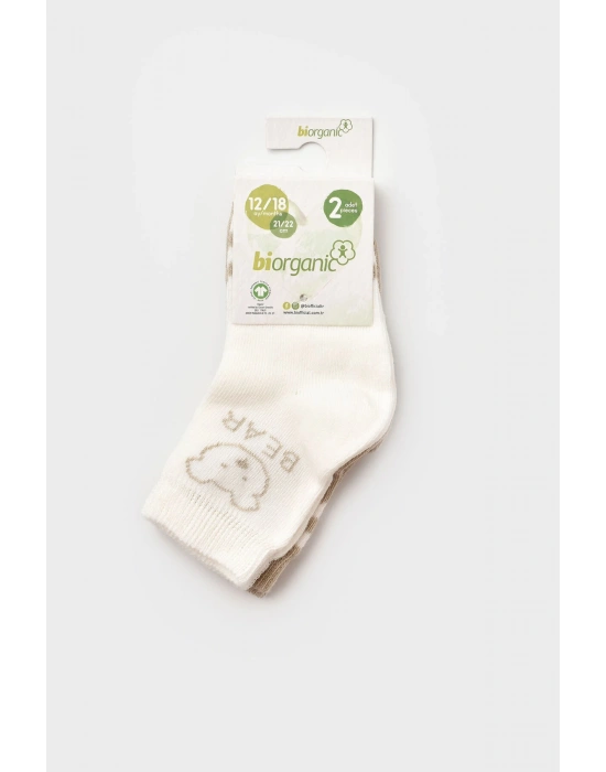 Bebek Organik Soket Çorap 2li Kahverengi