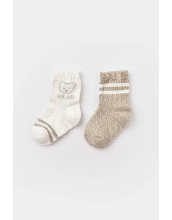 Bebek Organik Soket Çorap 2li Kahverengi