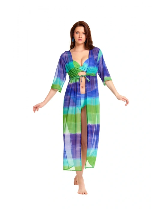 Renkli Önü Açık Uzun Pareo