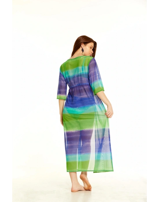 Renkli Önü Açık Uzun Pareo