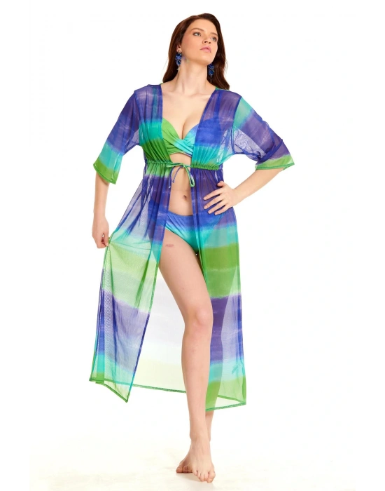 Renkli Önü Açık Uzun Pareo