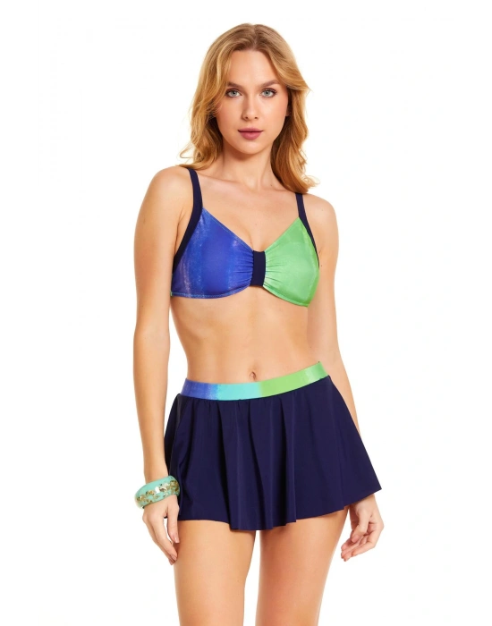 Çok Renkli Toparlayıcı Etekli Bikini Takımı