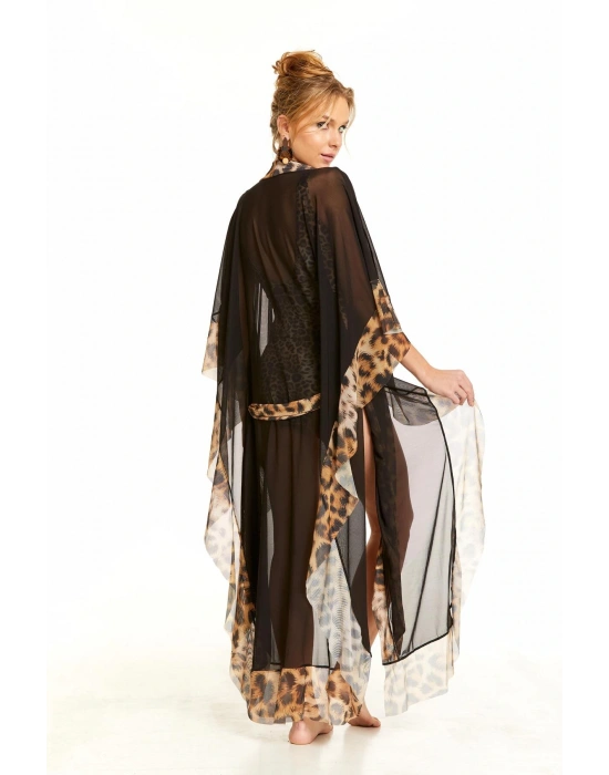 Leopar Desen Kuşaklı Uzun Pareo