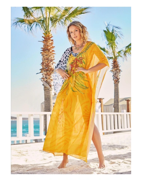 Sarı Desenli Uzun Pareo