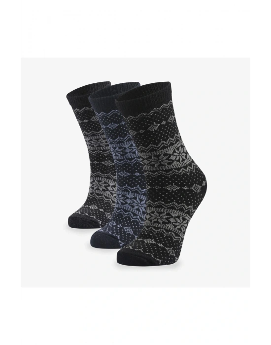 Kadın 3lü Lüks Yünlü Renkli Çorap