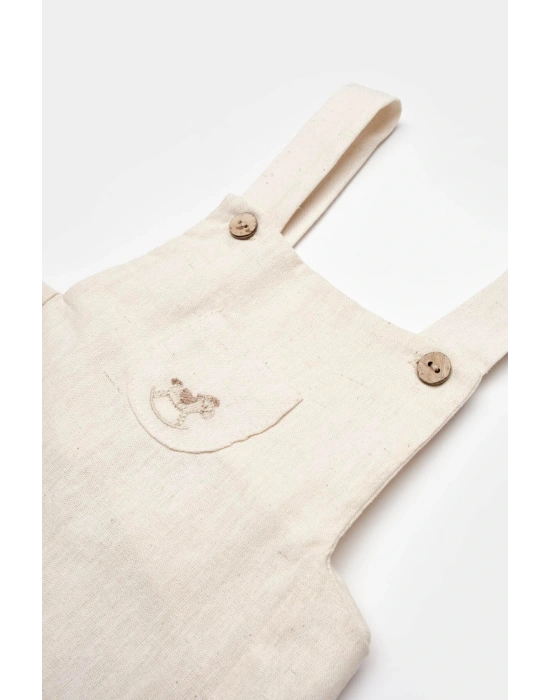 Küçük Atlı Salopet Tulum Ekru