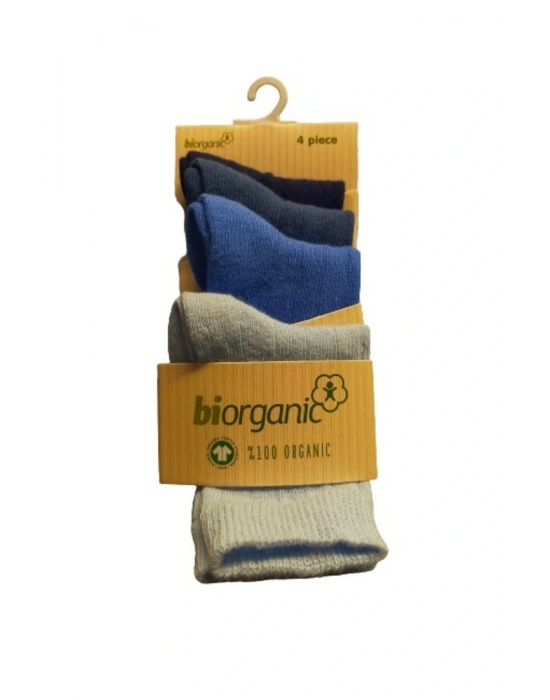 Biorganic 4Lü New Basıc Çocuk Çorap 68387 Mavi