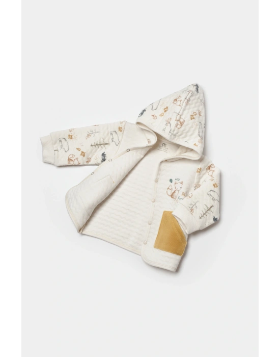 Vahşi Orman Bej Kapüşonlu Hırka