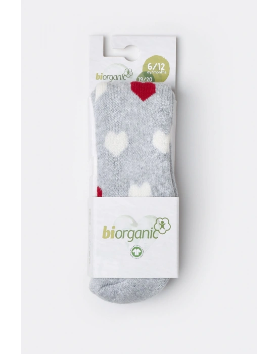 Bebek Organic Mom and Dad Külotlu Çorap Gri