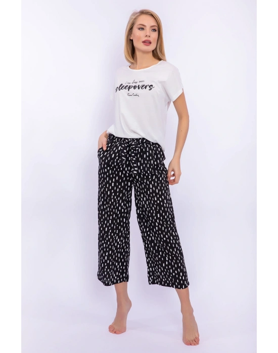 Sleepovers Krem Kadın Kapri Takım