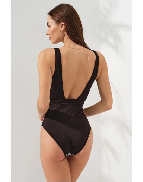 Kadın Derin Dekolteli V Yaka Feather Mayo DLX-231115