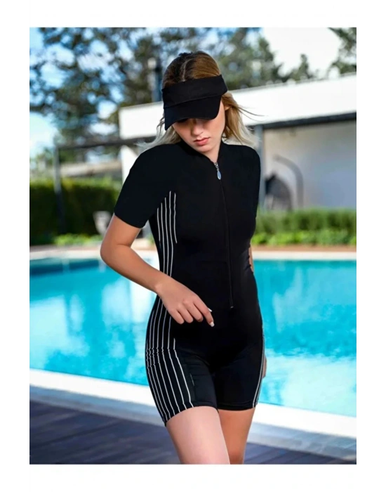 Yarım Fermuarlı Hızlı Kuruyan Kumaş Kadın Yüzücü Mayo DLX-24103