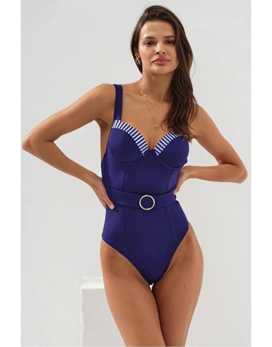 Balenli Kaplı Gold Kemer Detaylı Mayo Marin DLX-231117