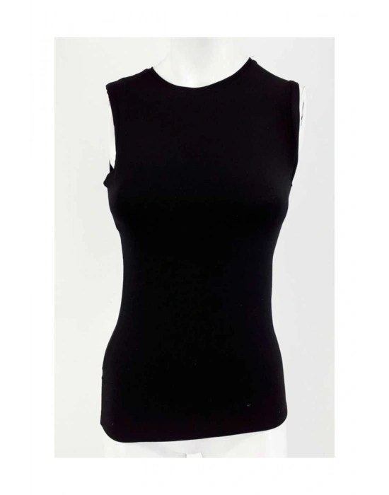 Imer Kadın Kolsuz Atlet Sıfır Yaka Siyah M