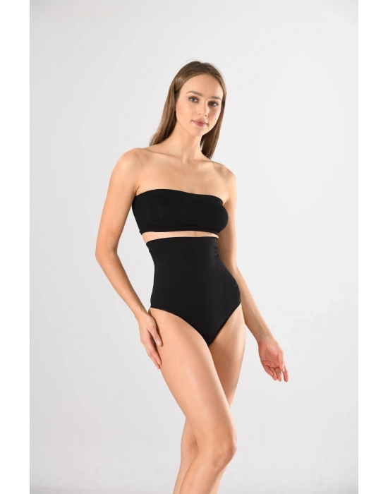 Yüksek Bel Karın Toparlayıcı Slip String Kadın Toparlayıcı Tanga Korse Siyah