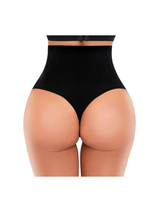 Yüksek Bel Karın Toparlayıcı Slip String Kadın Toparlayıcı Tanga Korse Siyah