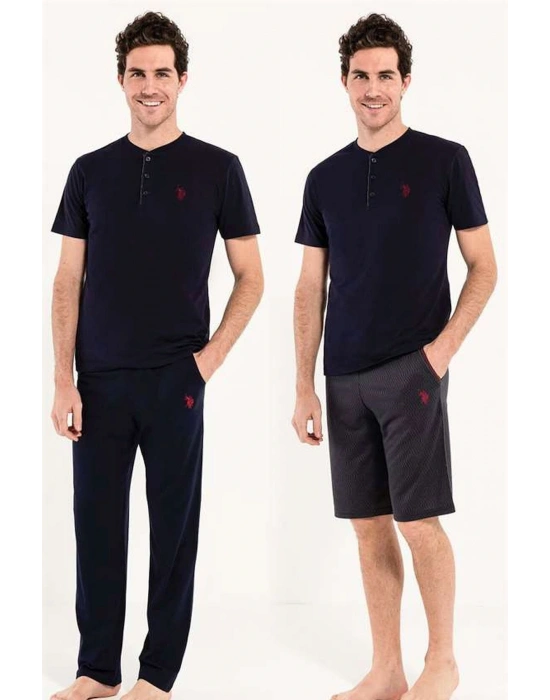 U.s Polo Assn. 12005 Erkek 3Lü Pijama Takım -Lacivert