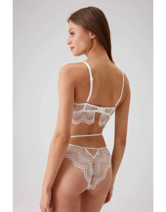 Kadın Ekru 4731 Rome Soft Push Up Dolgulu Simli Şeritli Balenli Sütyen Takım