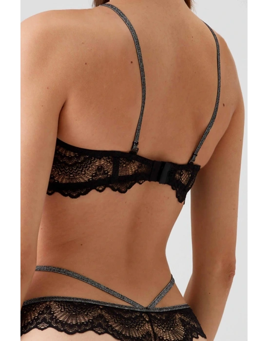 Kadın Siyah 4732 Verona Straplez Simli Şeritli Sütyen Takım