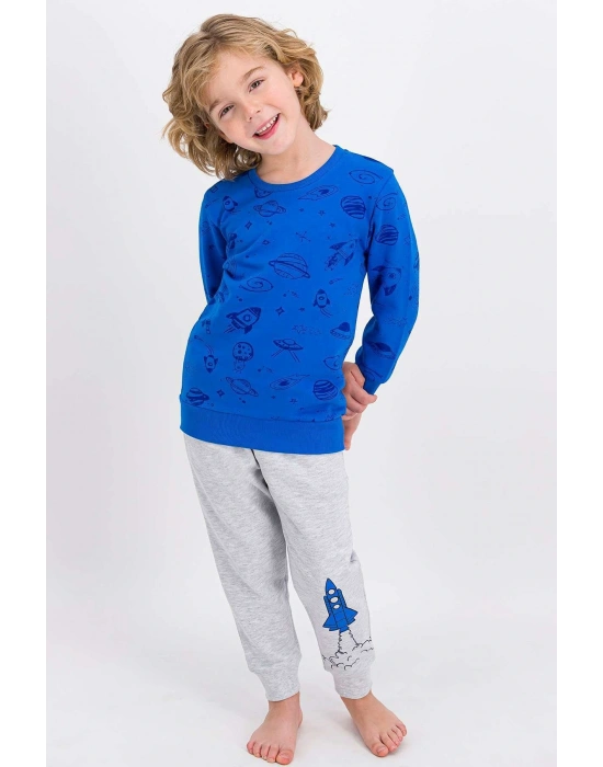 Rolypoly 1869 Spaceship Mavi Erkek Çocuk Eşofman Pijama Takımı