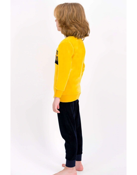 Erkek Çocuk Sarı Kadife Eşofman Takımı