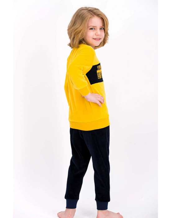 Erkek Çocuk Sarı Kadife Eşofman Takımı