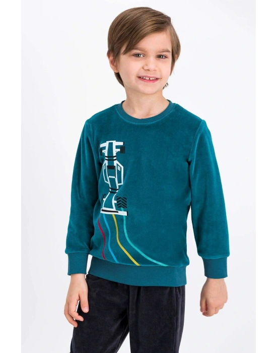 Rolypoly Formula Yeşil Erkek Çocuk Kadife Eşofman Takımı