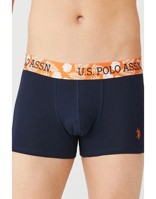 Erkek Turuncu Baskılı - Lacivert - Turuncu 3lü Boxer