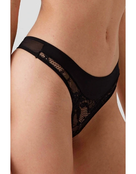 Siyah 4660 Robinetta Balenli Pedli Çiçek Dantelli Bralet Sütyen Ve Tanga / Fantezi Iç Çamaşır Takımı