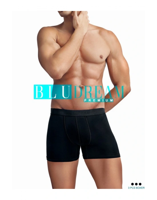 Erkek 3lü Ekonomik Paket Siyah Bambu Yumuşak Dokulu Boxer