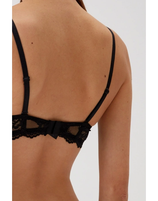 Kadın Siyah 6200 Madrid Balenli Desteksiz Dantelli Sütyen (TAK - ÇIKAR ASKILI)
