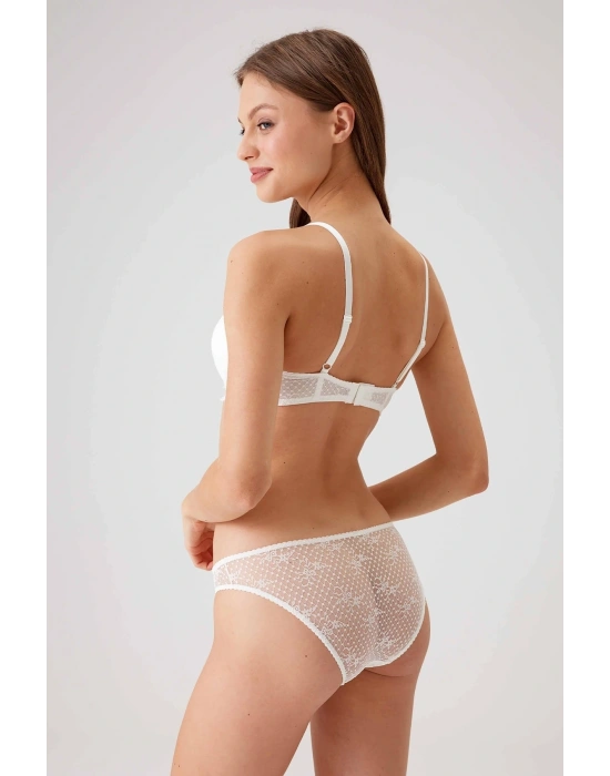 Kadın Ekru 4030 Madrid Balenli Desteksiz Dantelli Sütyen Takım