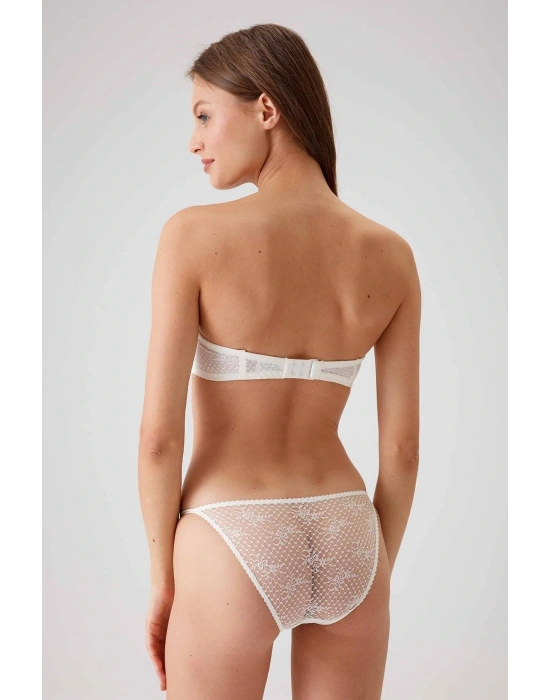 Kadın Ekru 4032 Balenli Destekli Straplez Sütyen Takım
