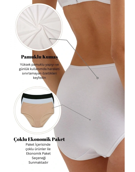 Kadın 3lü Ekonomik Paket Ten 2033 Maxi Cut Pamuklu Basic Külot