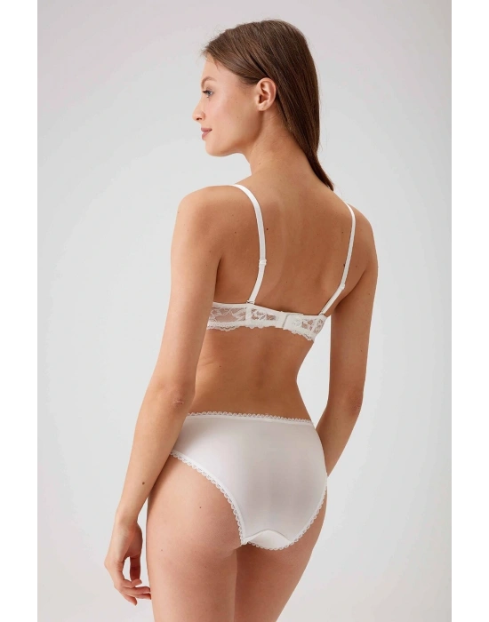Kadın Ekru 4561 Milan Push Up Dolgulu Dantelli Çeyiz Sütyen Ve Külot Iç Çamaşır Takımı
