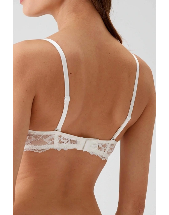 Kadın Ekru 4561 Milan Push Up Dolgulu Dantelli Çeyiz Sütyen Ve Külot Iç Çamaşır Takımı