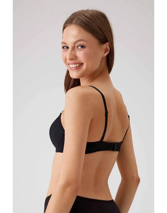 Kadın Siyah 6204 Balenli Desteksiz Micro Tek Sütyen