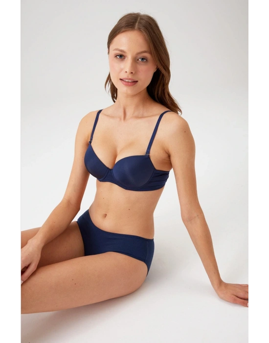 Kadın Lacivert 6204 Balenli Desteksiz Micro Tek Sütyen