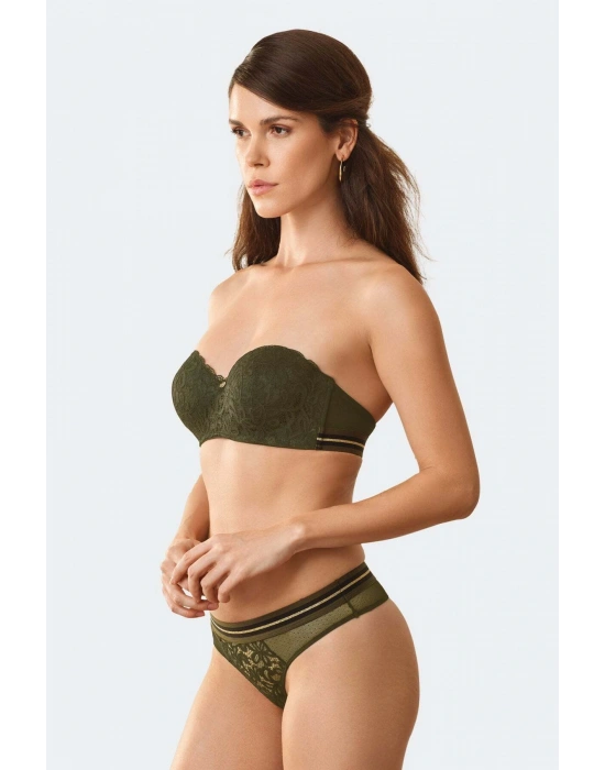 Kadın Yeşil 4711 Straplez Desteksiz Sütyen Takım