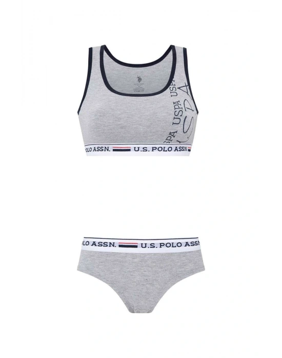 Spor Büstiyer Şort Takımı, Polo Baskılı Pamuklu & Likralı 66255