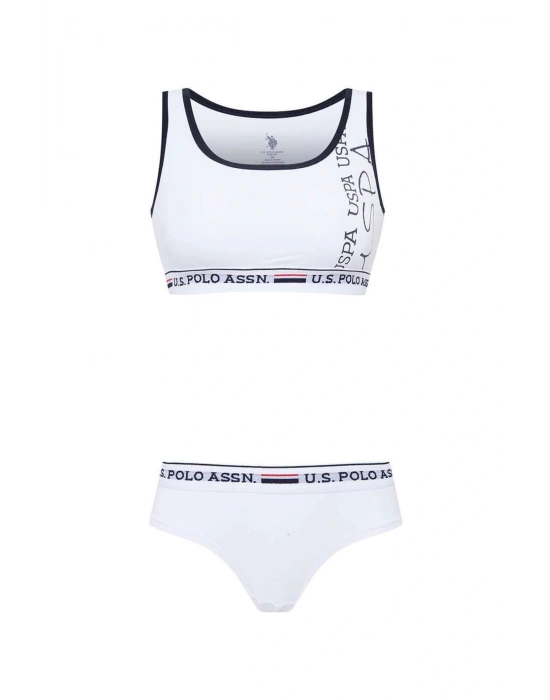 Spor Büstiyer Şort Takımı, Polo Baskılı Pamuklu & Likralı 66255