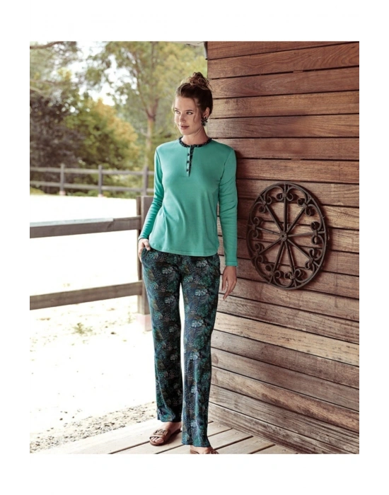 Kadın Yeşil Penye Pijama Takım