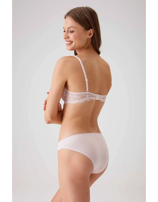 Kadın Pudra 4561 Milan Push Up Dolgulu Dantelli Çeyiz Sütyen Ve Külot Iç Çamaşır Takımı
