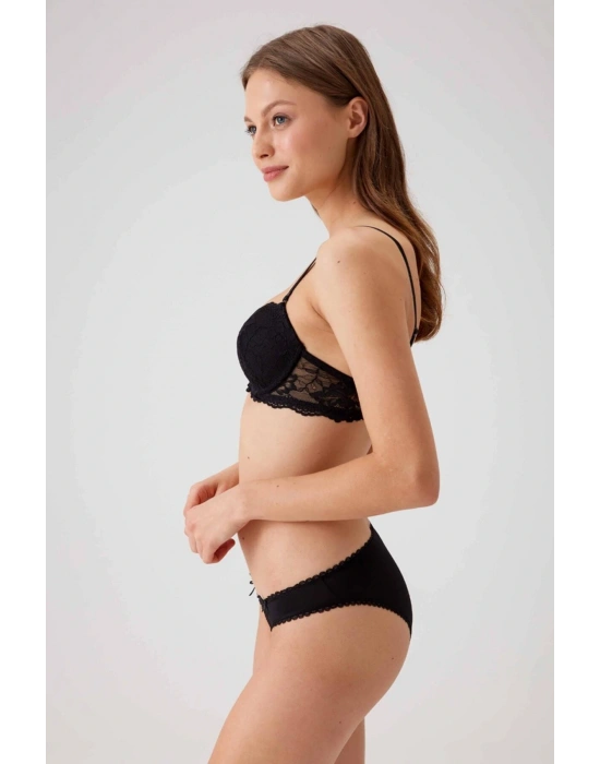 Kadın Siyah 4560 Balenli Desteksiz Sütyen Takım