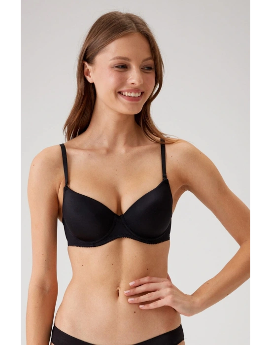 Kadın Siyah 6005 Balenli Destekli Micro Sütyen
