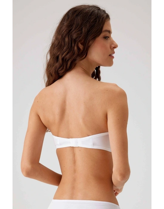 Kadın Beyaz 6025 Balenli Destekli Straplez Sütyen (TAK - ÇIKAR ASKILI)