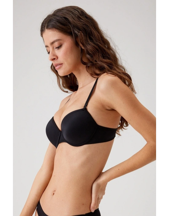 Kadın Siyah 6010 Balenli Desteksiz Micro Sütyen
